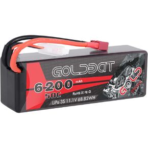 GOLDBAT 6200mAh 11.1V 50C 3S LiPo RC Battery HardCase with Deans Plug for RC 1/8 1/10 Scale Vehicles Car/Truck/Buggy, RC Boat, Airplane
