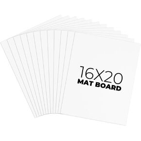 Frametory, 16x20 White Uncut Picture Mat Boards, Backing Boards for Frames, Photos, Crafts - Pack of 12