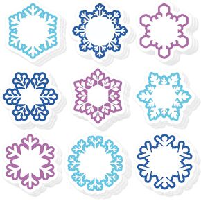 27Pcs Snowflake Christmas Sticky Notes Blue-Purple Snowflake Shaped Self Adhesive Notepad Memo Pad Removable for Winter Xmas Home Office Supplies, 9 Styles
