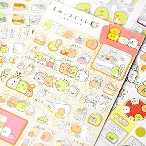 Japanese Stickers, 80Pcs Cute Cat Sticky Paper, Nice and Attractive Stationery Stickers, Kawaii PVC Diary Bear Sticker for Decoration Diary Self-Stick Note Pads Notebooks and Writing Pads
