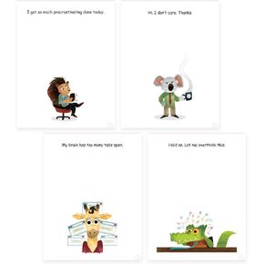 Funny office sticky note pads bundle - 4 fun notepad designs perfect as novelty gag gifts for friends boss coworker or office memo supplies