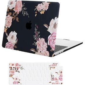 MOSISO Compatible with MacBook Air 13 inch Case 2025 2024 2023 2022 M3 A3113 M2 A2681 Touch ID, Protective Plastic Peony Hard Shell & Keyboard Cover Compatible with MacBook Air 13.6 inch Case, Black