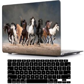 Bandless Laptop Case Compatible with MacBook Air 13 inches Retina w/Touch ID (2020/2019/2018 Release, Model A1932 A2179 A2337 M1),Plastic Hard Shell Cover & Keyboard - Horse