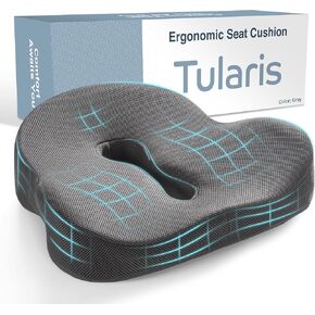 XL Pressure Relief Seat Cushion for Office Chair Cushion - Memory Foam Desk Chair Cushion for Long Sitting Butt Pillow Tailbone Pain Relief Cushion Coccyx Sciatica Pillow Cushion for Hip & Back Pain.