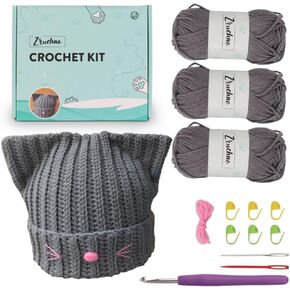 Crochet Cat Paw Gloves Kit for Beginners, Step-by-Step Video Tutorials and Instruction, Complete DIY Learn to Crochet, Crochet Starter Kits with Plush Yarn, Hook, All Accessories, Cute Cat Paw Mittens in Saudi Arabia
