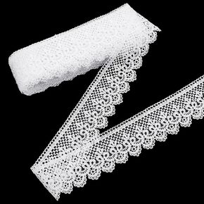 FINGERINSPIRE 7.5 Yards Embroidery Eyelet Lace Trim Ribbon 2-5/8 inch Wide Scalloped Embroidery Lace Ribbon White Floral Pattern Lace Trimming for DIY Craft Making Clothes Sewing Ornament Accessories