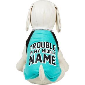 Trouble is My Middle Name Dog Tank - Teal - Small in Saudi Arabia