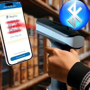 Barcode Scanner Wireless W10B - QR Code Scanner, Global Scanning Tech, Book Scanner for Personal Library, Portable Bluetooth USB Home Inventory Bar Code Scanner for Laptop iPhone Android