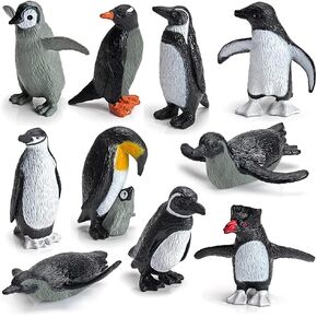 10PCS Realistic Arctic Penguin Figurines Toy Playset Winter Habitat Adventure Toys Christmas Birthday Party Supplies Decor