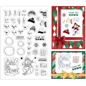 GLOBLELAND Snowman Clear Stamps Silicone Stamp Seal for Card Making Decoration and DIY Scrapbooking…