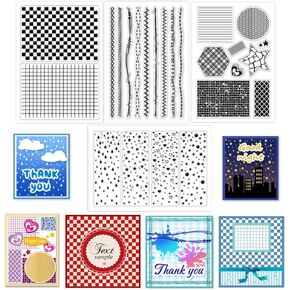 PH PandaHall 4 Sheets Mix Texture Clear Stamps for Card Making, Clear Silicone Stamp Lines Transparent Craft Seal Stamp Grid Rubber Stamp for Photo Scrapbooking Painting Crafting Album Journal Decor