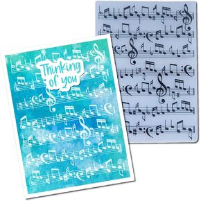 Arbuya 3D Music Notation Plastic Embossing Folders for Card Making Merry Christmas Musical Notes Embossing Folder for Gift Tag Paper Crafting Home Decoration