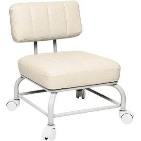 Backrest Rolling Stool with Brakes VAPAA TAIDE Roller Chair Heavy Duty Rolling Stools with Wheels for Home Office Garage Mechanic Flooring Cleaning Shop Black
