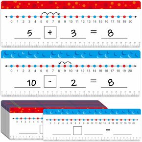 30 Packs Number Line Dry Erase Boards Cards, Double Sided Writable and Erasable Board, 0-20 on One Side & Blank Whiteboard on Other Side for Kids, Students, Classroom and Home - 12" x 4"