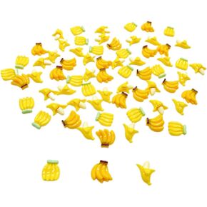 100 Pcs 1/12 Scale Mini Bananas, Miniature Artificial Bananas, Resin Banana, Lifelike Yellow Bananas, Fake Simulated Banana, Miniature Fruit for Mini House Kitchen Fairy Garden Cake Party Decor