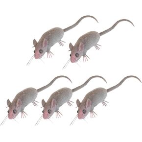 PRETYZOOM 5pcs Artificial Mouse, Miniature Fake Realistic Mouse Rat Ornaments for Halloween Prank Props Lifelike Mouse Halloween Haunted House Creepy Decoration