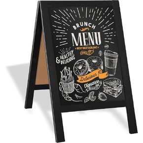 Ilyapa Wooden A-Frame Whiteboard Sign - 40 x 20 inch Magnetic Dry Erase Sidewalk Menu Board - Sturdy Freestanding Black Sandwich Sign Board Menu Display for Restaurant, Business, Trade Show
