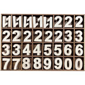 1-1/4 بوصة (1.25 بوصة) 185 قطعة أرقام خشبية غير مكتملة أرقام ساعة خشبية فارغة أرقام تقويم غير مطلية مشغولات قصاصات