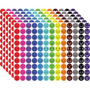2600 Happy Smiley Face Stickers, 3/4 Inch Happy Face Decal, Teachers Reward Stickers for Kids Colorful Mini Incentive Stickers Behavior Chart Stickers for Students, Classroom, Awards