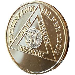 40 Year AA Medallion 22K Gold Plated Premium Serenity Prayer Sobriety Chip