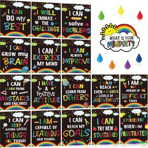 Clabby 17 Pcs Growth Mindset Posters Motivational Posters with Positive Quotes 11.8" x 9" Cloud Themed Inspirational Supplies for Classroom, Teachers, Students, School, Wall Art Decoration