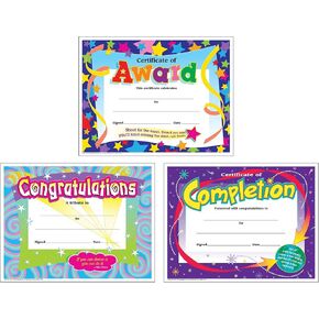 Colorful Award Certificates for Students and Professionals - Certificate of Completion, Congratulations Certificate, Certificate of Award | Awards for Kids, School, Employees, Recognition | Total 90