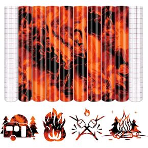 Tintnut Flame Permanent Adhesive Vinyl - 10 Sheets 12"x10" Flame Pttern Adhesive Vinyl Sheets Colorful Flame Self Sticker Water proofing Vinyl Compatible with Cricut Or Silhouette