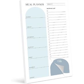 Magnetic Meal Planner 6x9 Inch Weekly Planning Notepad, 52 Sheets with Perforated Grocery List - The Ultimate Fridge Menu Organizer