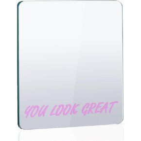 You Look Great Magnetic Locker Mirror 6’’x7’’ - Frameless, Safe Rounded Corners & Polished Edge, Strong Magnets for Locker, Perfect Size for School, Workshop, Home - Always Cheerful!