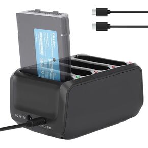 4-Slot TC77 Battery Charging Station - for Zebra Battery Charger - for Symbol TC70 TC70X TC72 TC77 TC75 TC55 Barcode Scanner Battery Charger Cradle SAC-TC7X-4BTYC1 BT-000318 with Type-C Cable