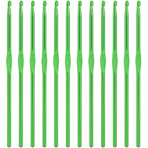 Aluminum Crochet Hook 4.0mm US Size G (Size 6) 12 Pcs Knitting Needles Craft Yarn, Crochet Hook for DIY Craft, Gold Crochet Needles for Knitting Scarf(Green)