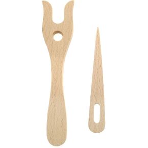 E-outstanding Knitting Tools DIY Weaving Tools Knitting Fork Wooden with Big Eye Needle Set for DIY Craft Bracelet Necklace Braided Tools