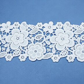 2 مجموعة متنوعة من أنماط الأزهار مقاس 5.6 بوصة، حواف دانتيل واسعة، شريط دانتيل كروشيه أبيض، قماش دانتيل بحافة دانتيل عتيقة للخياطة، الحرف اليدوية، زينة زفاف الزفاف، 2 ياردة لكل منها، إجمالي 4 ياردات in Kuwait