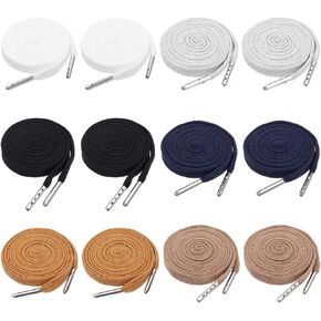 BENECREAT 6 pairs 6 Colors 9.18 Yards Corset Lace Cord, 0.63 Inch Satin Ribbon Shoelaces Flat Corset Waist Belt Lace-up Tied for Women Girls Sneakers Skate Shoes Boots Sport Shoes