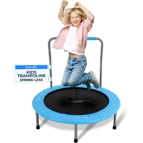 SereneLife 40" Foldable Mini Trampoline, Fitness Rebounder with Adjustable Foam Handle, Exercise Trampoline for Adults Indoor/Garden Workout