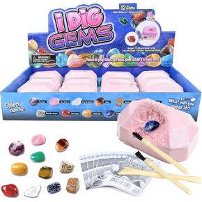 24 Rock Collection for Kids, Rocks Gems & Geodes Maker Lab STEM Kit, Gemstones & Crystals with Learning Guide,Educational Christmas Avent Calendar Geologist's Gift for Boys & Girls