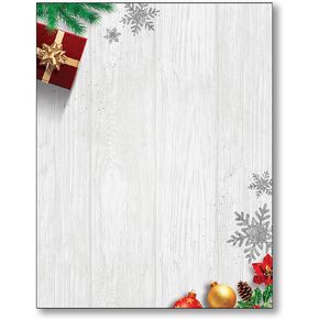 Silver & Gold Holiday Stationery Paper - 80 Sheets of Letterhead for Winter & Holiday Events