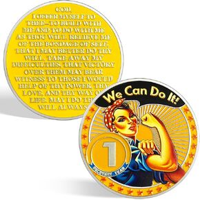 CHURYUML 6 Year Rosie The Riveter Sobriety Coin | Empowering Sobriety Gifts for Women | Six Year Sobriety Chip AA Coins Recovery Anniversary Medallions Alcoholics Anonymous Addiction Recovery Gifts
