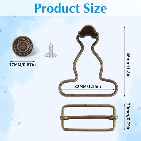 Lusofie 2 Pairs Overall Buckles Replacement Metal Overall Clips Clasp Replacement with Adjustable Tri Glide Slide Buckle in Saudi Arabia