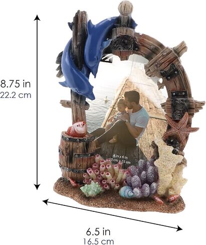 Li'Shay Dolphin Picture Frame for 3.5x5 Photo Ocean Floor Scene - Yellow Coral in Saudi Arabia