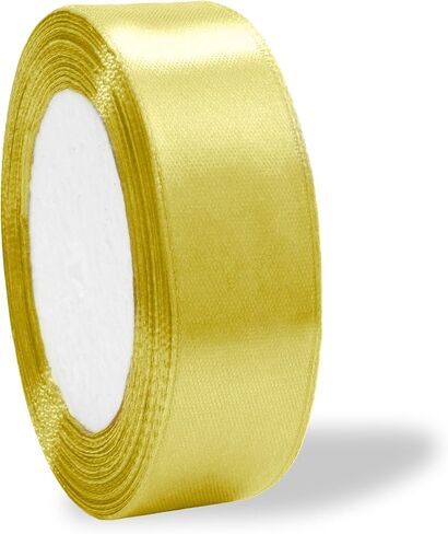 Pineapple Yellow Satin Ribbon 1 inch Double Faced Ribbon Yellow Satin Solid 25 Yards Roll for Gift Wrap Hair Bows Wreath Hat Wedding Party Decoration Garland Handmade Craft Sewing Floral Bouquet in Saudi Arabia
