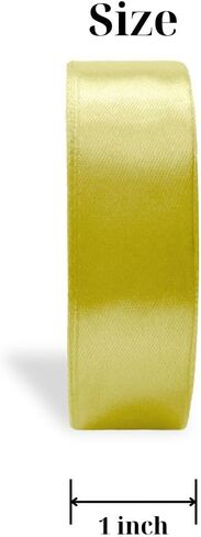 Pineapple Yellow Satin Ribbon 1 inch Double Faced Ribbon Yellow Satin Solid 25 Yards Roll for Gift Wrap Hair Bows Wreath Hat Wedding Party Decoration Garland Handmade Craft Sewing Floral Bouquet in Saudi Arabia