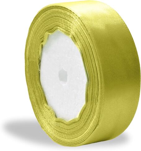 Pineapple Yellow Satin Ribbon 1 inch Double Faced Ribbon Yellow Satin Solid 25 Yards Roll for Gift Wrap Hair Bows Wreath Hat Wedding Party Decoration Garland Handmade Craft Sewing Floral Bouquet in Saudi Arabia