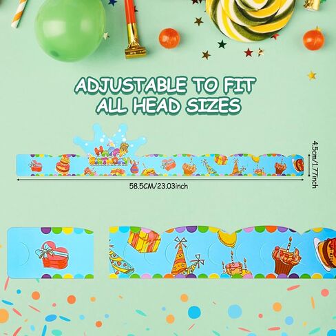 Deekin 50 Pcs Birthday Crowns for Kids Paper Party Hats Colorful Birthday Hat Happy Paper Crowns for Kids Family Classroom School Party Decor Supplies in Saudi Arabia
