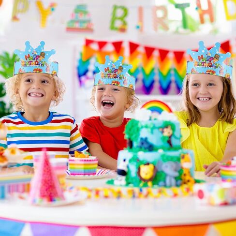 Deekin 50 Pcs Birthday Crowns for Kids Paper Party Hats Colorful Birthday Hat Happy Paper Crowns for Kids Family Classroom School Party Decor Supplies in Saudi Arabia