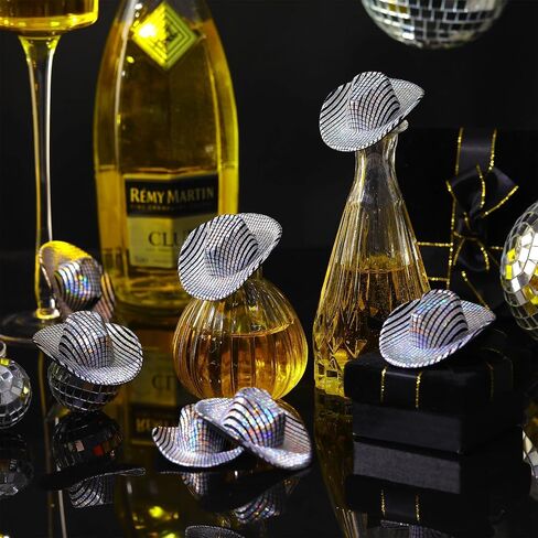 Sotiff Mini Disco Cowboy Hat Tiny Light up Holographic Space Cowgirl Hat Neon Party Decor for Party Doll, 12 Pcs in Saudi Arabia