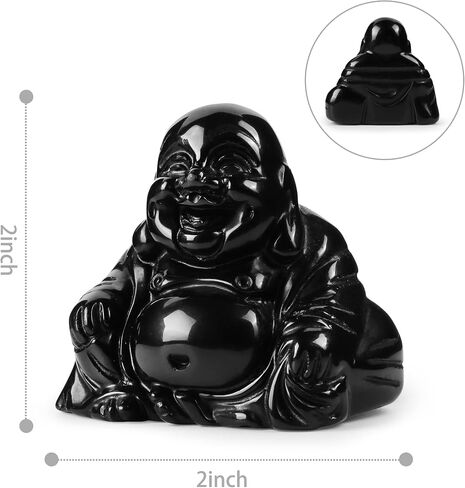 Artistone 2" Red Jasper Crystal Laughing Buddha, Healing Red Jasper Crystal Hand Carved Gemstone Crystal Buddha Statue Collection with Gift Box in Kuwait