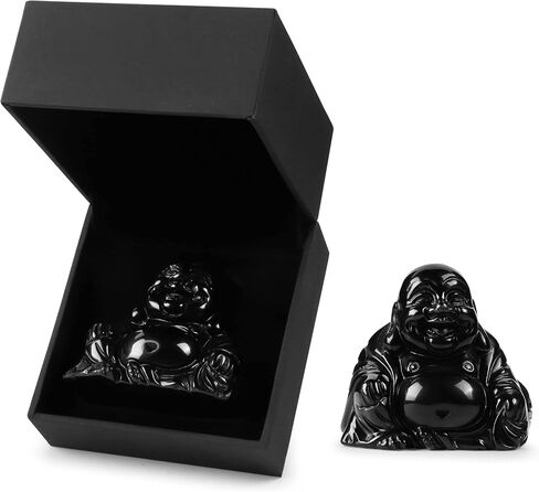 Artistone 2" Red Jasper Crystal Laughing Buddha, Healing Red Jasper Crystal Hand Carved Gemstone Crystal Buddha Statue Collection with Gift Box in Kuwait