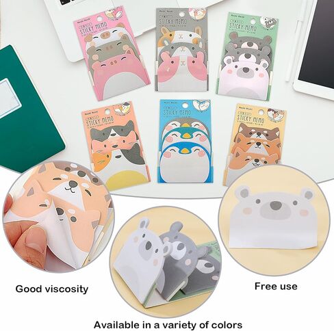 16 Pieces Cute Sticky Notes Cartoon Animal Sticky Notes Kawaii Self Sticky Memo Pads Notes for Kids Students Home School Office Easter Bunny Gifts Supplies in Saudi Arabia