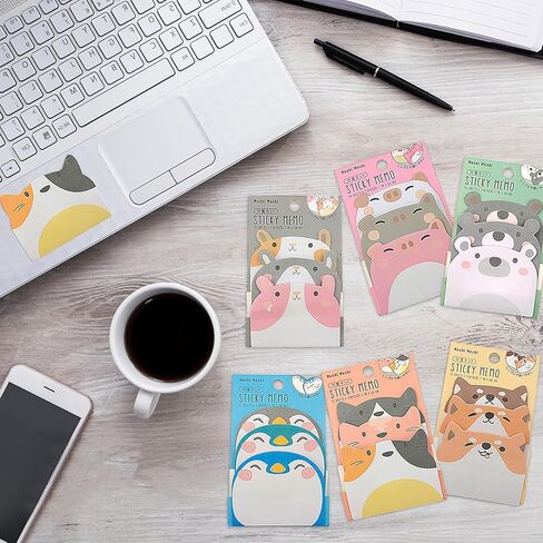 16 Pieces Cute Sticky Notes Cartoon Animal Sticky Notes Kawaii Self Sticky Memo Pads Notes for Kids Students Home School Office Easter Bunny Gifts Supplies in Saudi Arabia